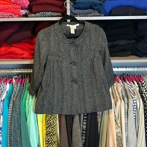 Max Studio black/white herringbone 3/4 sleeve light jacket size 4